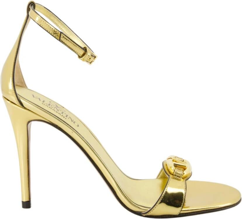 Valentino Garavani Gouden Metallic Hak Sandalen Yellow Dames