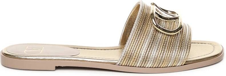 Valentino Garavani Gouden Slide Sandalen met VLogo Accessoire Yellow Dames