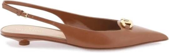 Valentino Garavani Gouden VLogo Slingback Ballerina Flats Brown Dames