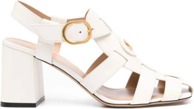 Valentino Garavani Ivoor Gespband Hoge Hak Sandalen Beige Dames