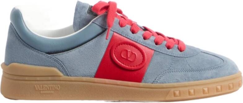 Valentino Garavani Lage suède en kalfsleren sneakers Blue Heren