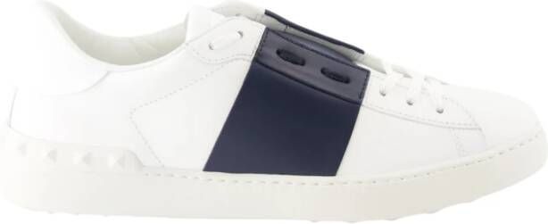 Valentino Garavani Lamé Logo Leren Veterschoenen White Heren