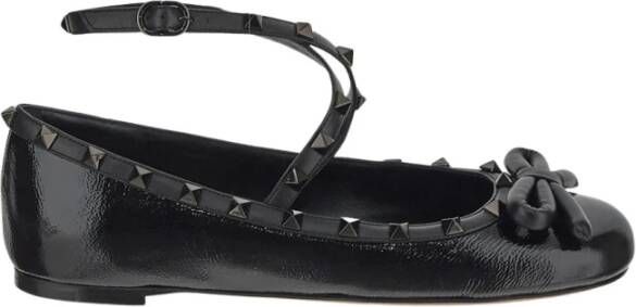 Valentino Garavani Leren Ballerina Schoenen Black Dames