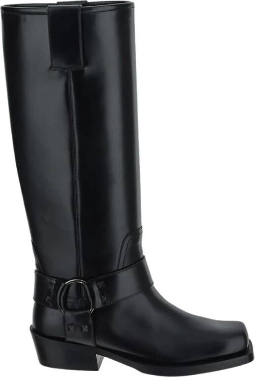 Valentino Garavani Leren Biker Boot Black Dames