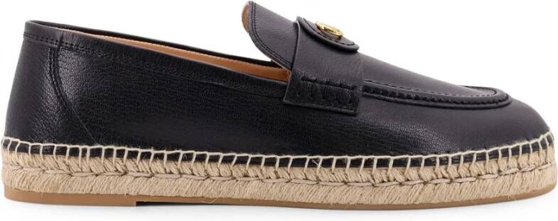 Valentino Garavani Leren Espadrilles met VLogo Detail Black Heren