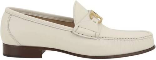 Valentino Garavani Leren Loafers met VLogo Plaque Beige Heren