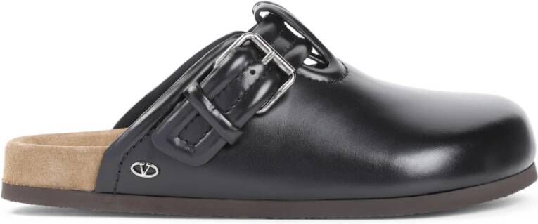 Valentino Garavani Luxe Zwarte Leren Pantoffels Black Heren