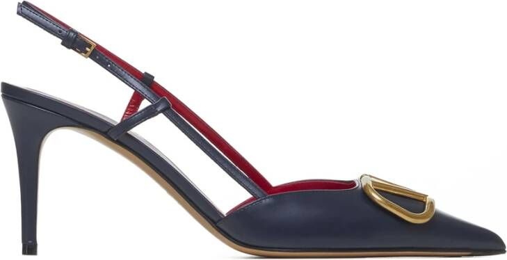 Valentino Garavani Marineblauwe Leren Slingback Pumps Blue Dames