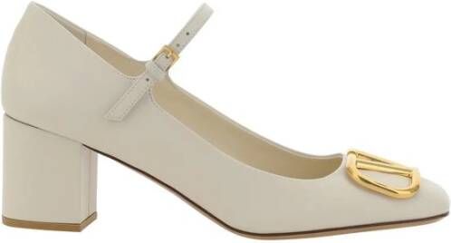 Valentino Garavani Mary Jane Pumps met VLogo Plaque White Dames