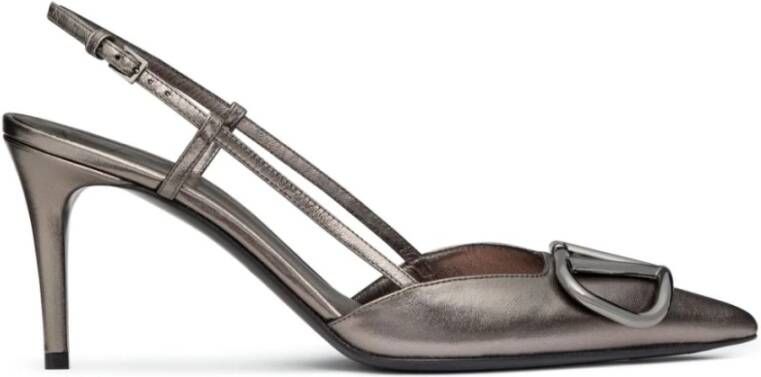 Valentino Garavani Metallic Grijze Slingback Hakken Gray Dames