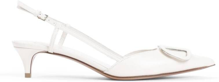 Valentino Pumps & high heels Light Ivory White Leather Slingback in beige