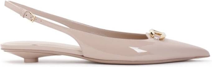 Valentino Garavani Nude Leren Ballerina Elegante Stijl Pink Dames