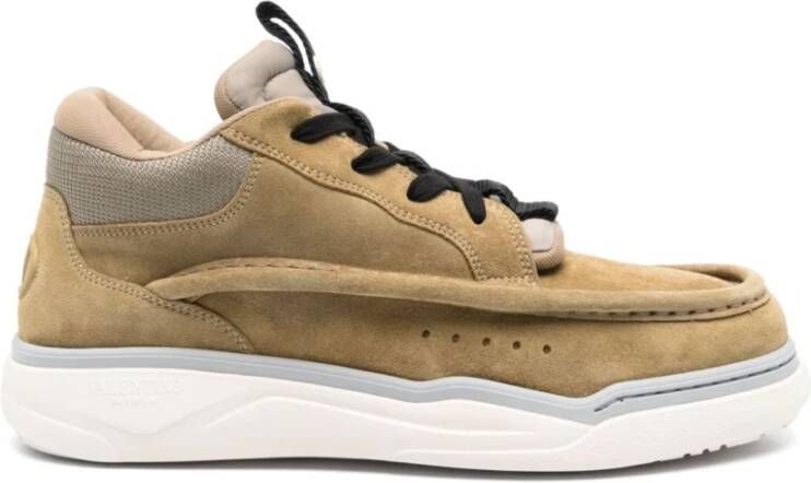 Valentino Garavani Olijfgroene Suède Veterschoenen Beige Heren