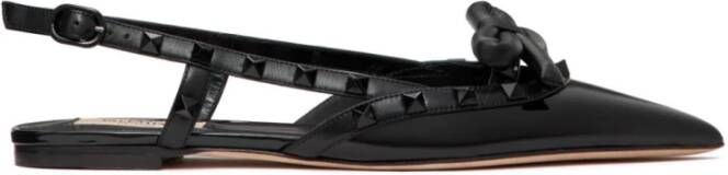 Valentino Garavani Platte schoenen met strikdetail en Rockstud Black Dames