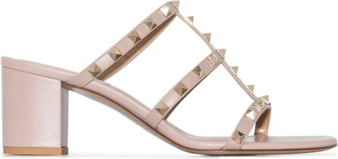 Valentino Garavani Poederroze Rockstud Kooi Sandalen Pink Dames