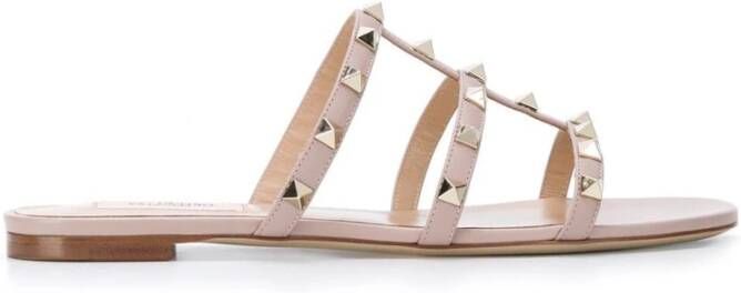 Valentino Garavani Poederroze Rockstud Kooi Sandalen Pink Dames