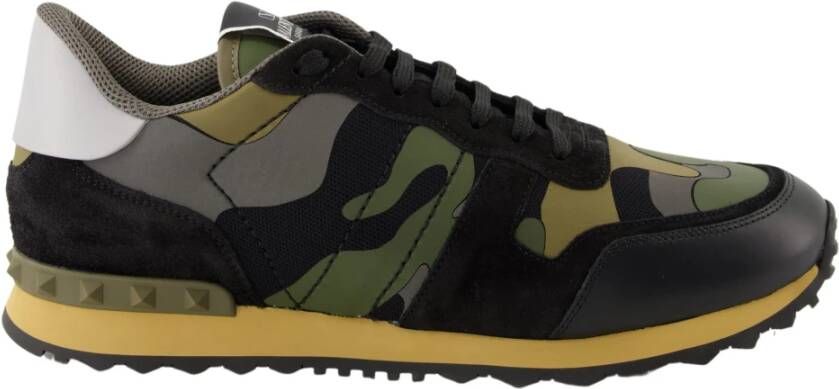 Valentino Garavani Rockrunner Baskets Groene Leren Sneakers Multicolor Heren