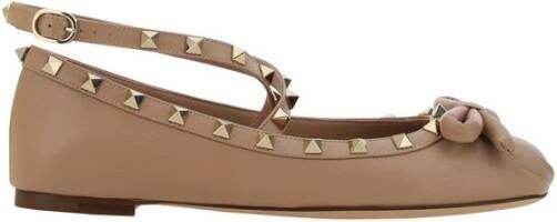 Valentino Garavani Rockstud ballerina met enkelband Pink Dames