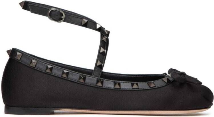 Valentino Garavani Rockstud Ballerina Nero Kalfsleer Zwart Dames