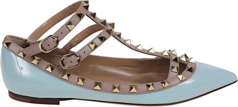 Valentino Garavani Rockstud Ballerina Schoenen in Aqua Blue Dames