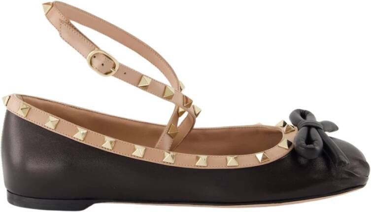 Valentino Garavani Rockstud Leren Ballerina Schoenen Black Dames