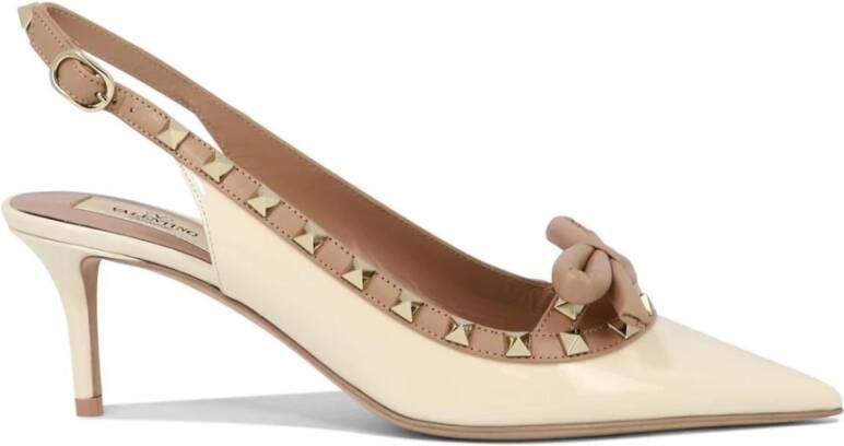 Valentino Garavani Rockstud Bow Slingback Pumps Beige Dames