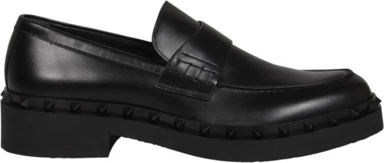 Valentino Garavani Leren Penny Loafers Black Heren