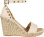 Valentino Garavani Rockstud Double T Sleehak Espadrilles Beige Dames - Thumbnail 1