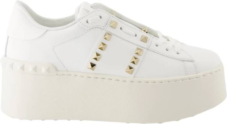 Valentino Garavani Rockstud Flatform Sneakers Wit Leer White Dames