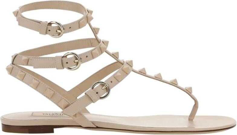 Valentino Garavani Rockstud Flip-Flop Sandalen Vrouwen Leer Pink Dames