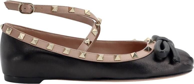 Valentino Garavani Rockstud Leren Ballerina's Black Dames