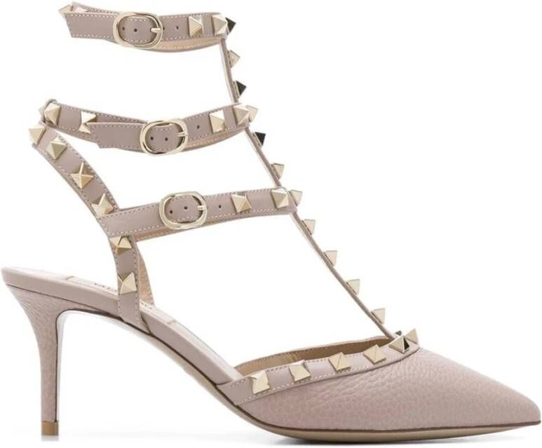 Valentino Garavani Rockstud Leren Pumps Vrouwen Italië Beige Dames