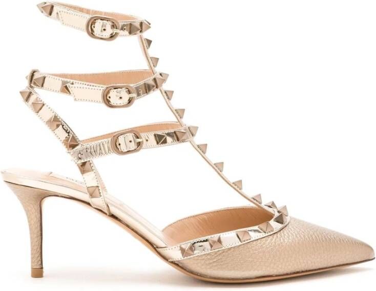 Valentino Garavani Rockstud Leren Slingback Pumps Brown Dames