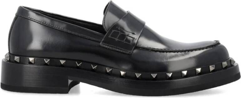 Valentino Garavani Rockstud Mocassins met Ruthenium-Finish Studs Black Heren