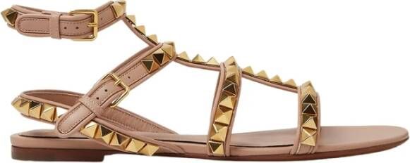 Valentino Garavani Rockstud Platte Sandalen Beige Dames