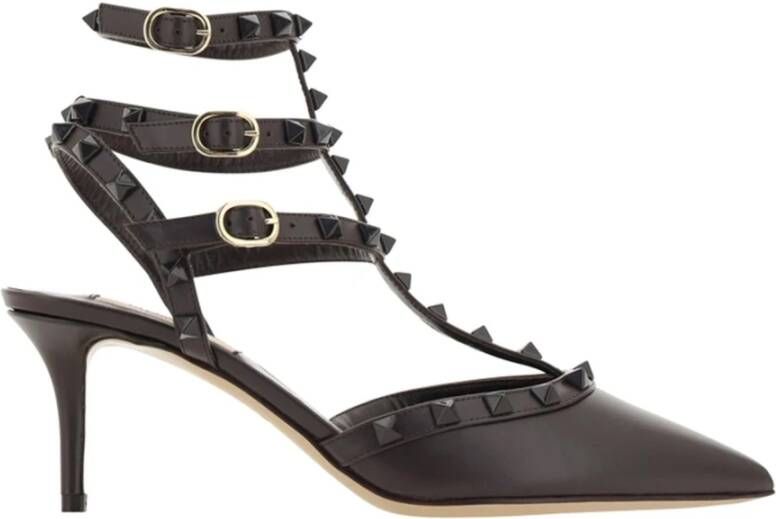 Valentino Garavani Bruine Leren Pumps met Puntige Neus Brown Dames