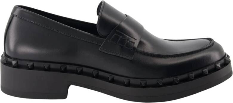 Valentino Garavani Rockstud Slip-On Leren Loafers Black Heren