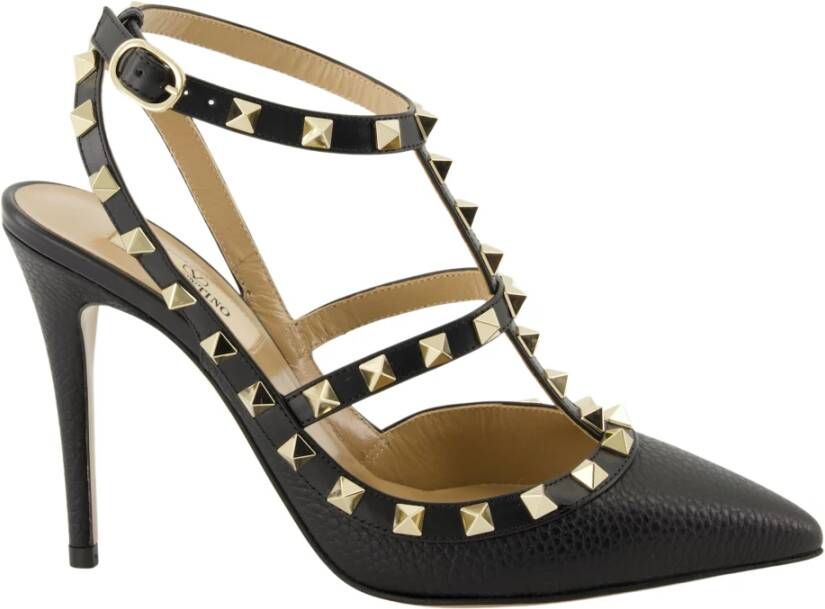 Valentino Garavani Rockstud Zwarte Leren Hakken Black Dames