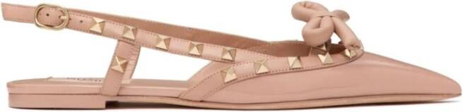 Valentino Garavani Rose Pink Rockstud Platte Schoenen Pink Dames