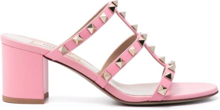 Valentino Garavani Roze Rockstud Leren Sandalen Pink Dames