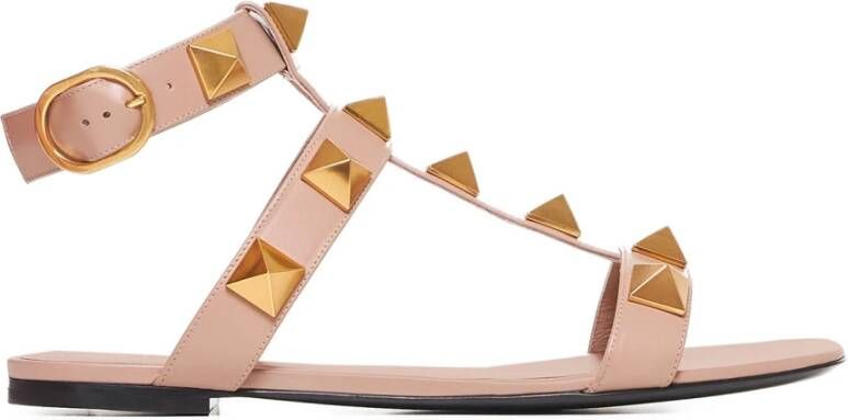 Valentino Garavani Roze Roman Stud Platte Sandalen Pink Dames