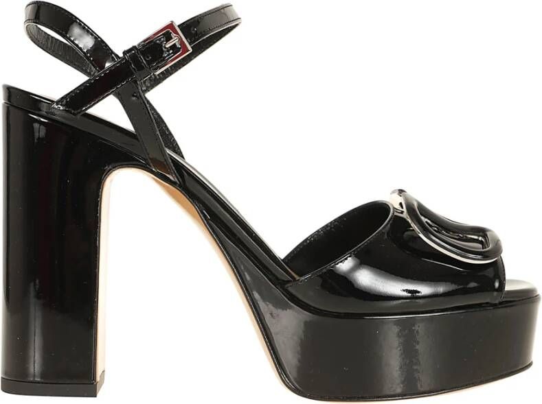 Valentino Garavani Signature VLogo Sandaal in Zwart Black Dames