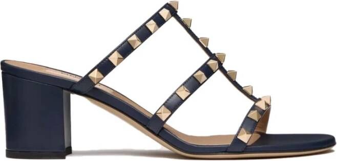 Valentino Garavani Slides Sandalen Zwart Leer Blue Dames