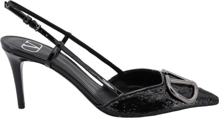 Valentino Garavani Slingback met Pailletten Franjes Black Dames