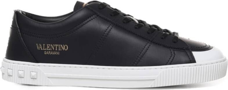 Valentino Garavani Zwarte Sneakers met Logo Biologisch afbreekbare Rubberen Zool Black Heren