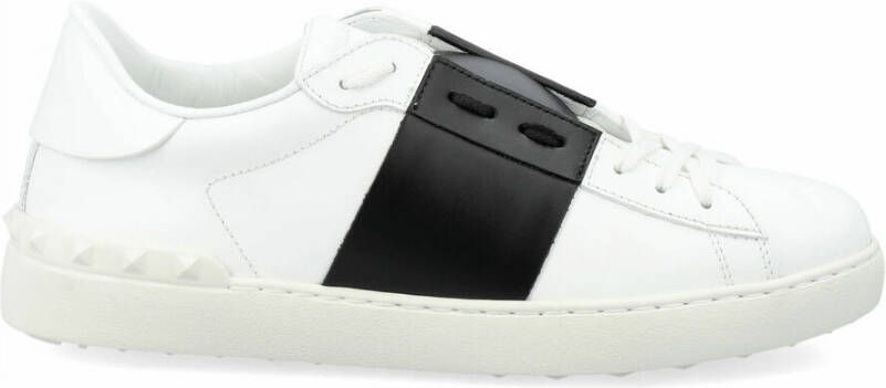 Valentino Garavani Zwarte Lage Top Veterschoenen White