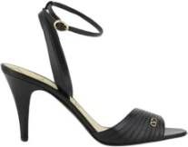 Valentino Garavani Stiletto leren sandalen met VLogo-plaatje Black Dames