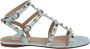 Valentino Garavani Studded Kalfsleren Enkelband Sandaal Blue Dames - Thumbnail 1