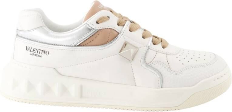 Valentino Garavani Studded Lace-Up Leather Sneakers Multicolor Dames