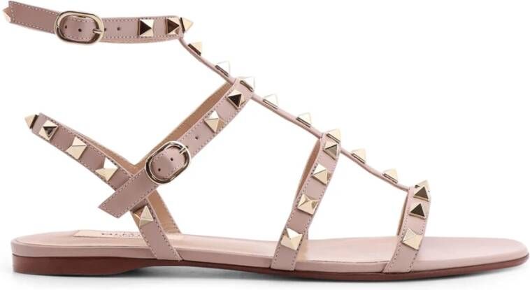 Valentino Garavani Studded Leren Sandalen Beige Dames